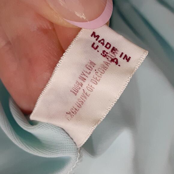 Vintage 50s/60s Nylon Bed Coat Blue Chiffon Bed Jacket Blue Peignoir Set Smocked - Picture 9 of 12